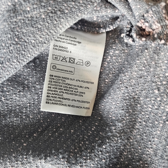 H&M Pink Gray Knit Sweater Medium Textured Pullover 3/4 Sleeve Casual Top - Picture 5 of 9